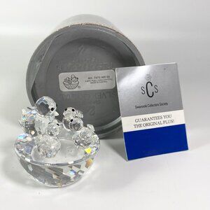 Swarovski Crystal Figurines - Mother BIRD & BABIES in Nest/Birdbath 7470 W/B